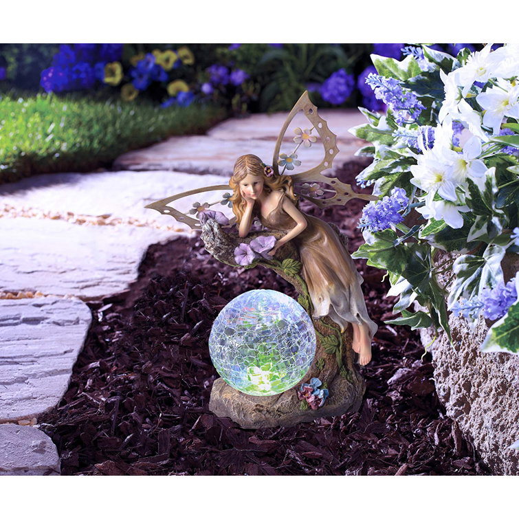 Winston Porter Malott Solar Powered Garden Fairy with Glowing Globe